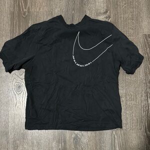 Black Nike T-Shirt with White Swoosh